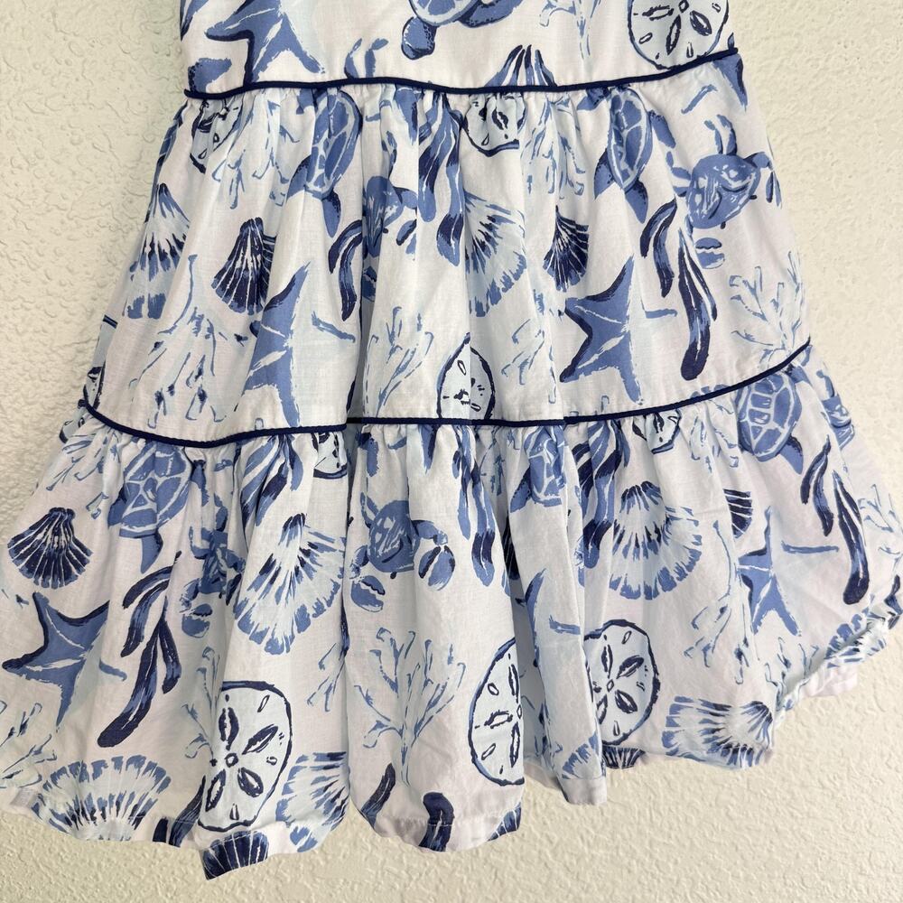 Rachel Zoe Dress Girl 3T Sea Turtle Seashell Shell Beachy Tiered Sundress Cotton - Picture 6 of 11